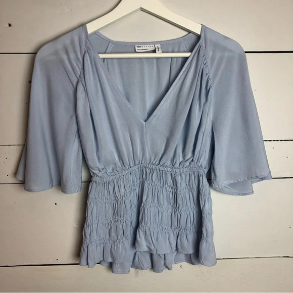 ASOS Design Light Blue Puckered Top Size 2 - Picture 1 of 3